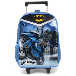 Mochila De Rodinhas Escolar Batman Batmoto Azul Luxcel