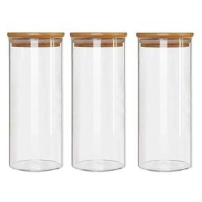 Kit 3 Potes Borossilicato Hermético Bambu 1800ml