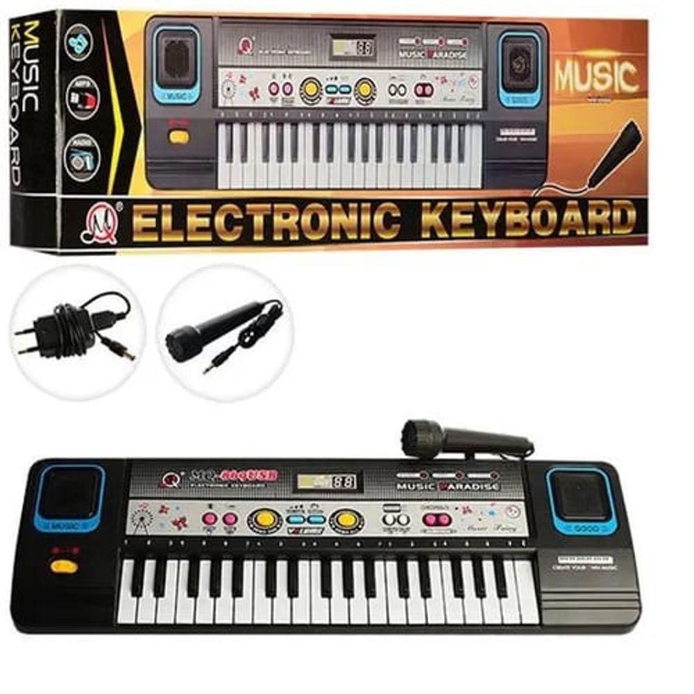 Teclado infantil piano brinquedo musical com karaoke e microfone