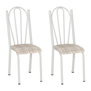 Kit 2 Cadeiras de Cozinha Alasca Estampado Rattan Pés de Ferro Branco - Pallazio