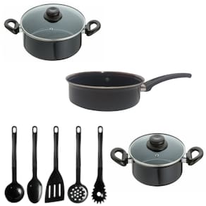 Conjunto Jogo Panelas 8 peças Esmaltada Indução Cooktop JJB