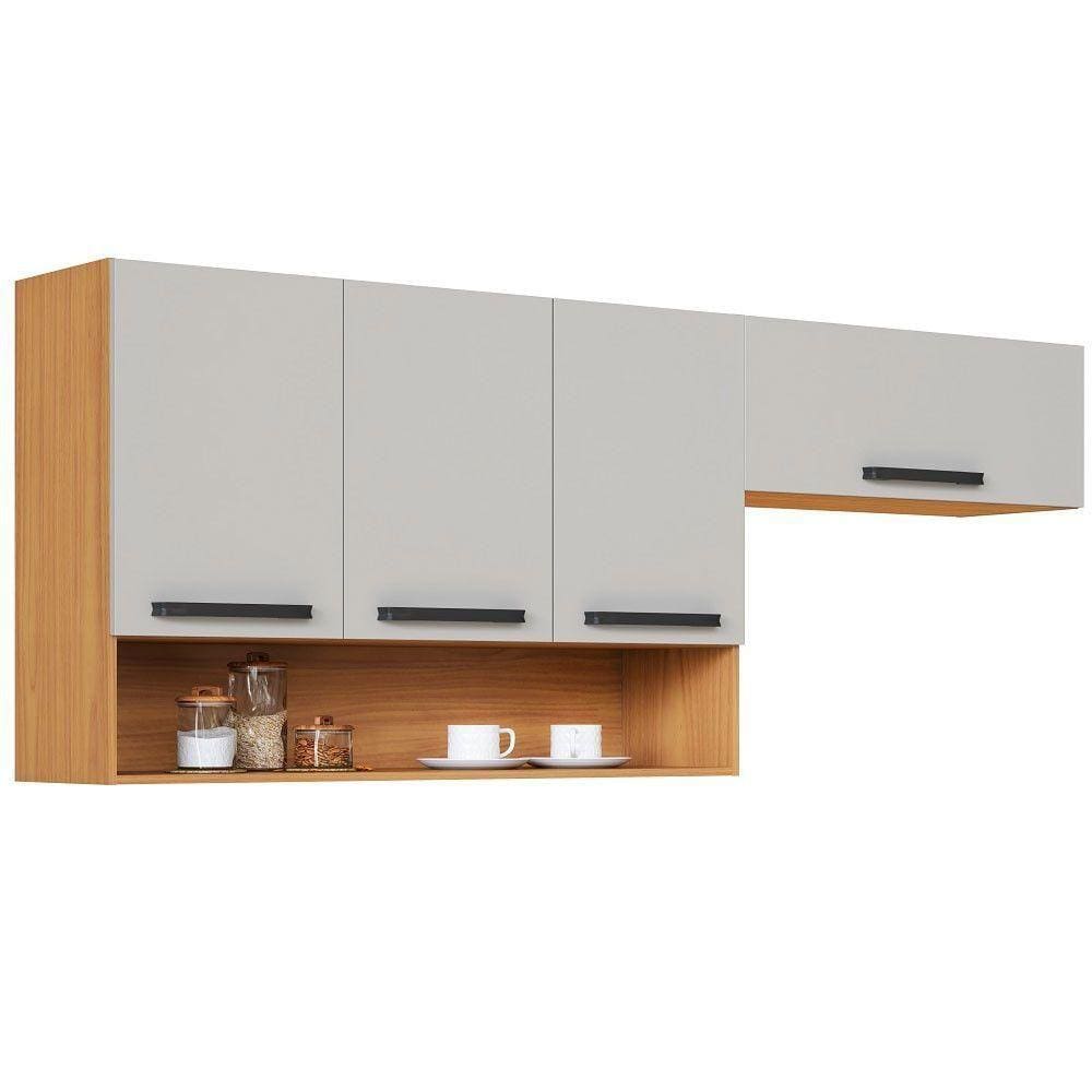 Armário Itatiaia Aéreo Veneza 4 Portas Com Nicho Freijo/off Whit