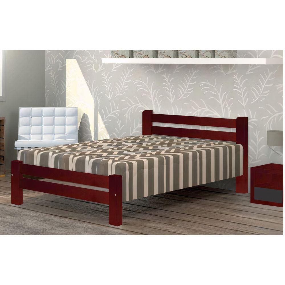 Cama de Casal Piazza de Madeira Maciça Angelim Pedra/Tauari