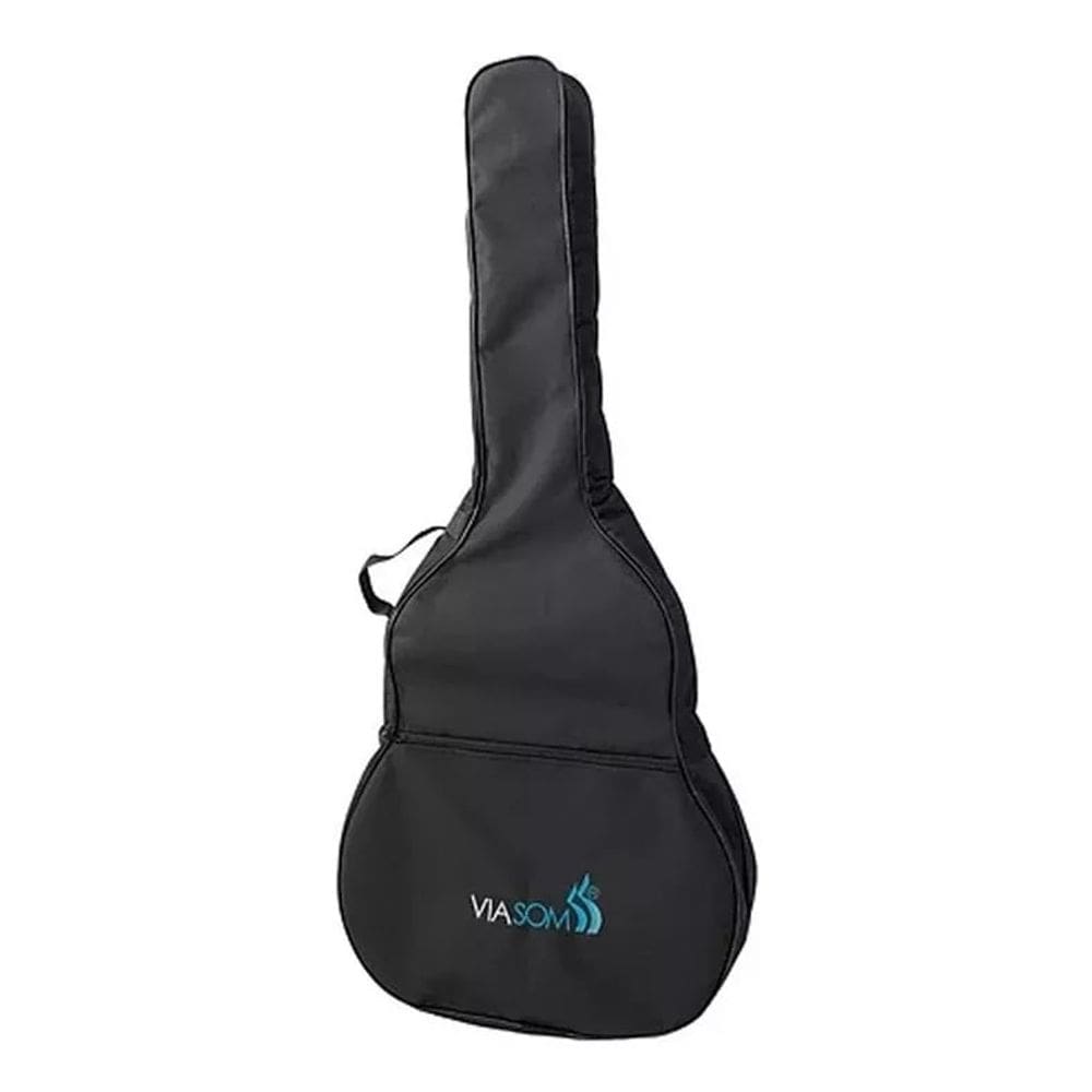 Capa Para Violão Folk Via Som 12 Cordas Simples Nylon 600 Preta