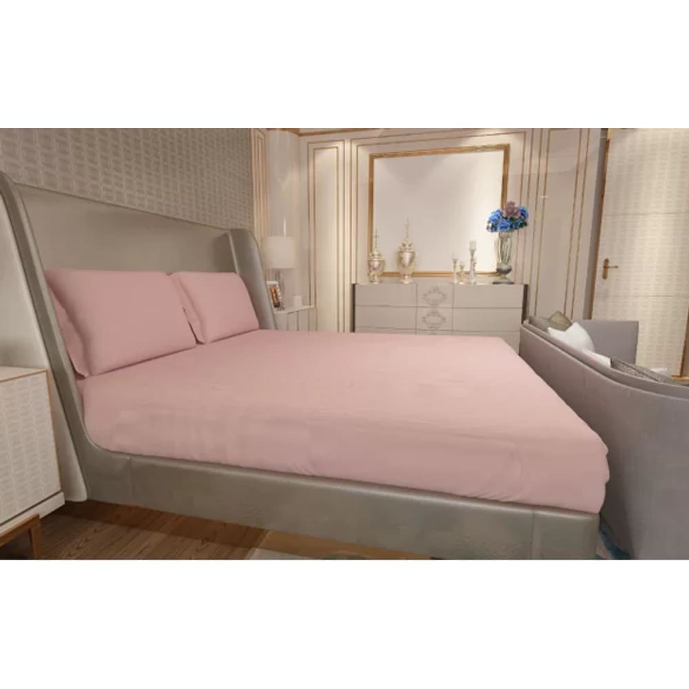 Jogo de Lençol Zono Enxovais Cama Queen 3 Peças Malha 100% Algodão Rosado