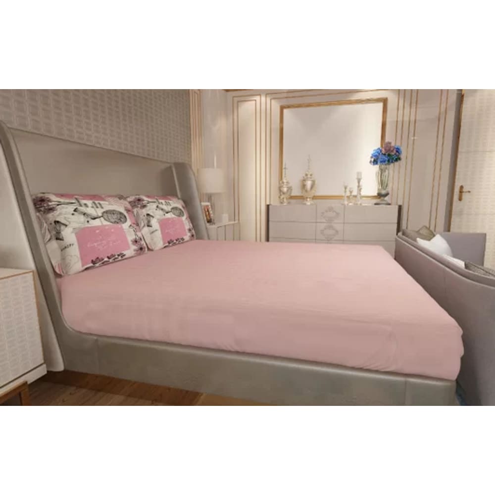 Jogo de Lençol Zono Enxovais Cama Queen 3 Peças Malha 100% Algodão Atlas - Rosado