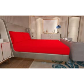Jogo de Lençol Zono Enxovais Cama Queen 3 Peças Malha 100% Algodão Vermelho