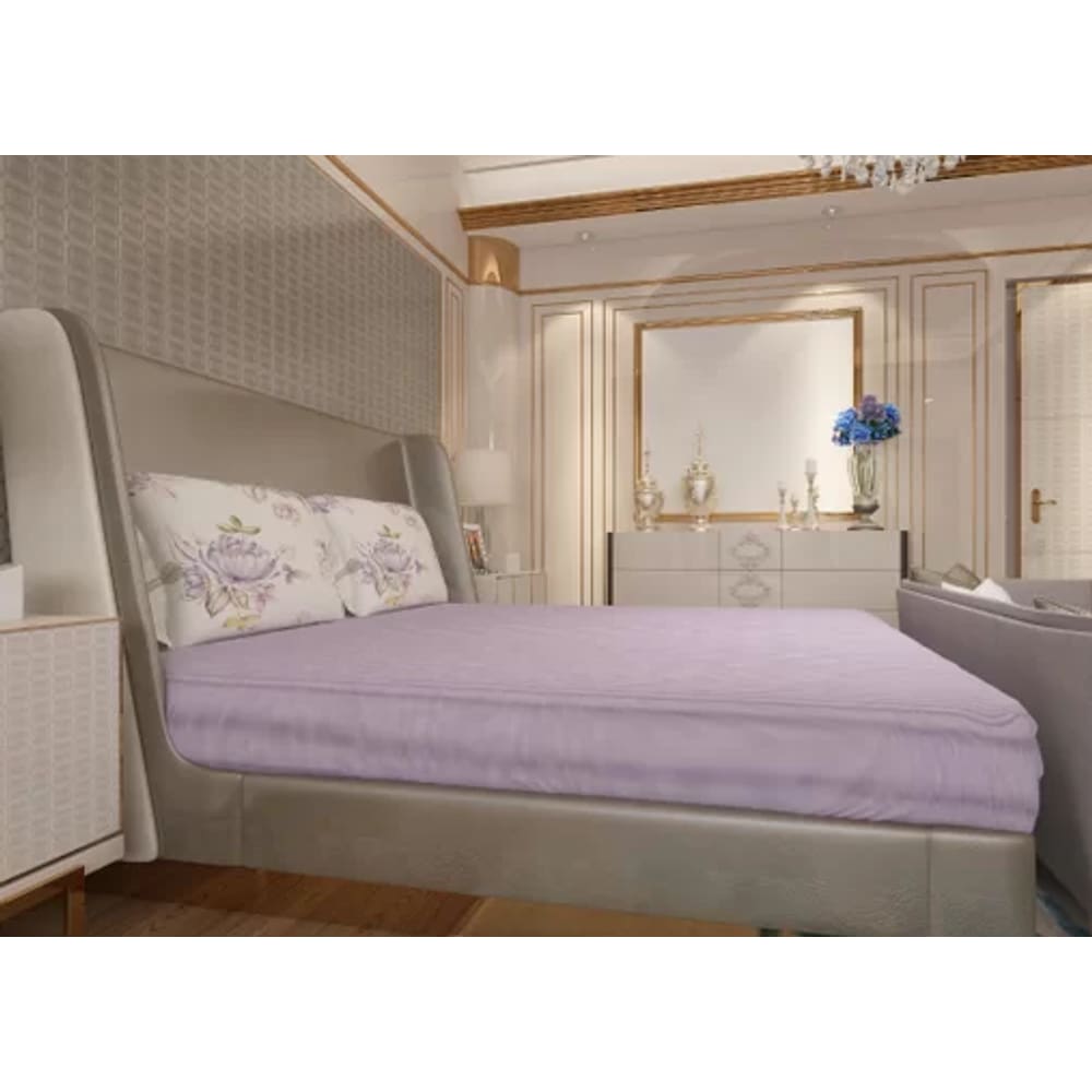 Jogo de Lençol Zono Enxovais Cama Casal Full 3 Peças Malha 100% Algodão Flores Grandes Lilás