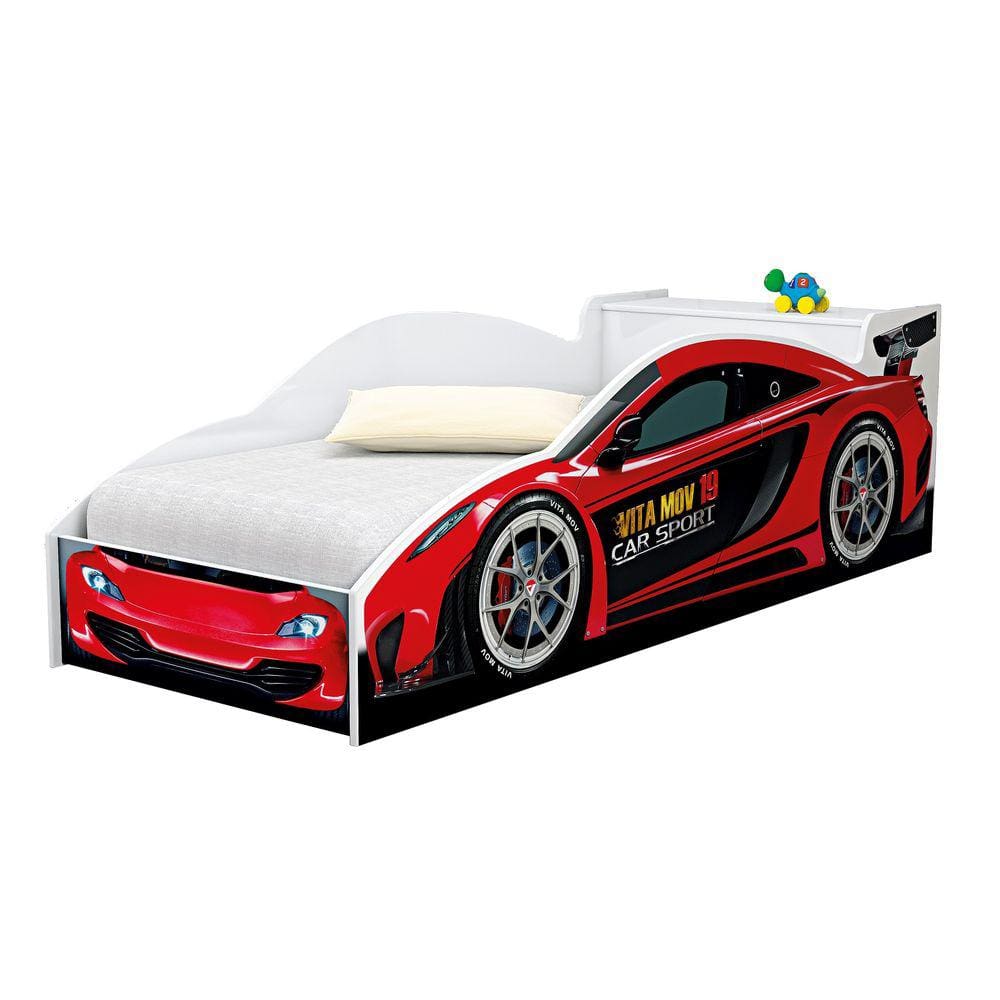 Mini Cama Carro Vermelho P/ Crianças com Baú