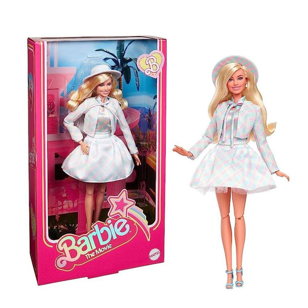 Vestido Infantil Barbie Rosa Branco Xadrez Filme Look Festa