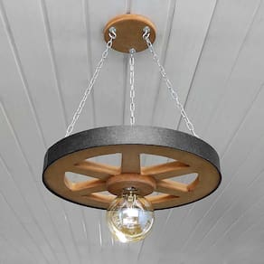 Luminária Roda De Carroça 1 Bocal 35 Cm 4 Peças 110/220 V