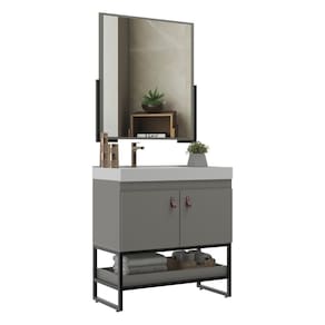 Gabinete Banheiro 70cm com Cuba e Espelheira Multimóveis CR10108