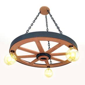 Luminária Roda De Carroça 3 Bocal 60 Cm 110/220 V Kit 4 Peça