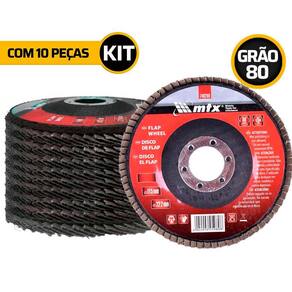 10 Discos Desbaste Flap 115 X 22 Mm 4.1/2`` Esmerilhadeira