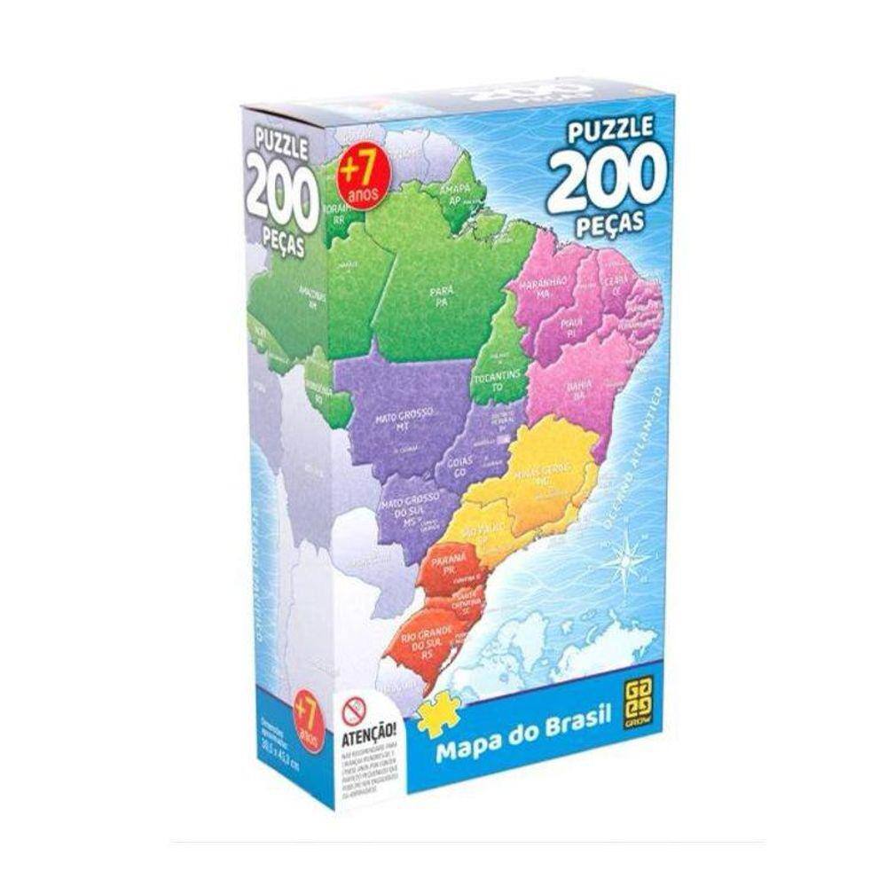 Quebra cabeça 200 pçs mapa do brasil - Grow 3936