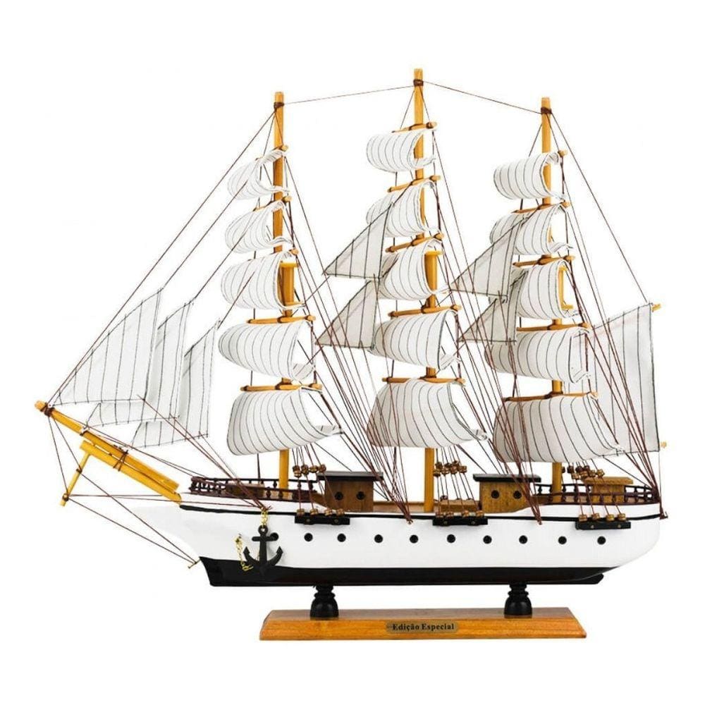 Enfeite Miniatura Barco Decorativo De Madeira Navio  - 49cm