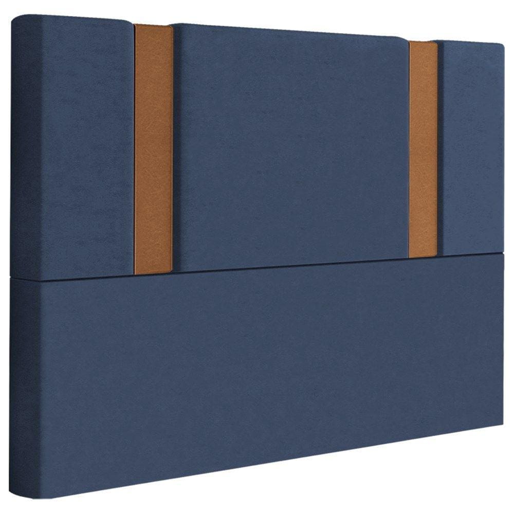 Cabeceira Casal 138 cm Veron Veludo Azul Soon