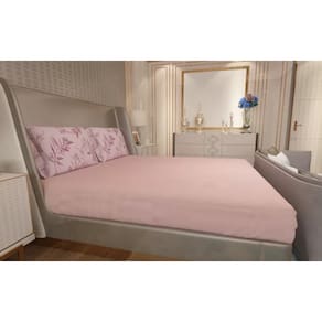 Jogo de Lençol Zono Enxovais Cama King 3 Peças Malha 100% Algodão Rosado Estampado