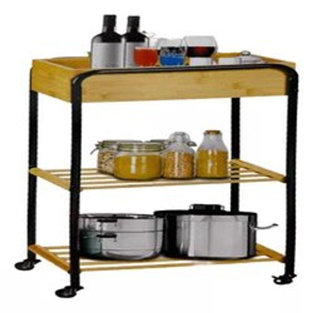 Carrinho Organizador Multiuso Aço E Madeira 84x40x25cm