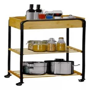 Carrinho Organizador Multiuso Aço E Madeira 84x40x25cm
