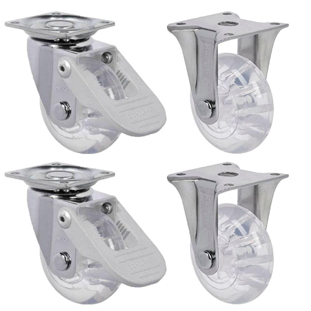 2 Rodizio Fixo + 2 Giratório Gel 50mm com Freio Anti Risco Schioppa