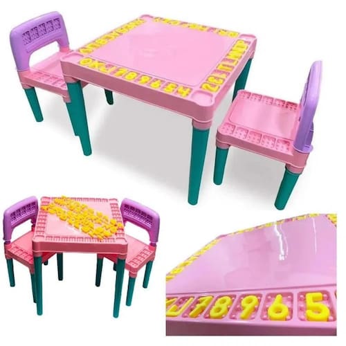 Mesa Infantil de Plástico Desmontável 2 Cadeiras Educativa | Casas Bahia
