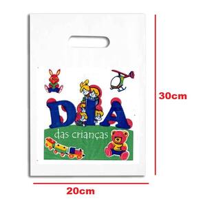 Kit 350 Sacolas Plástica 30x20 Dia das Crianças Cosme Damião
