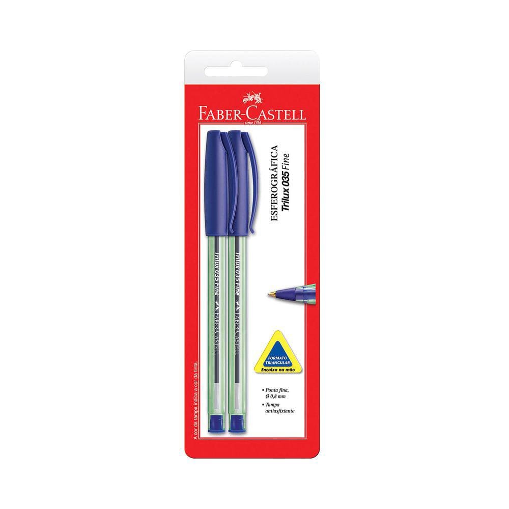 Caneta Esferográfica Faber-Castell Trilux 0.7mm Azul com 2 Unidades