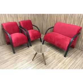 Conjunto Poltronas Braço Madeira Vermelho 608 México