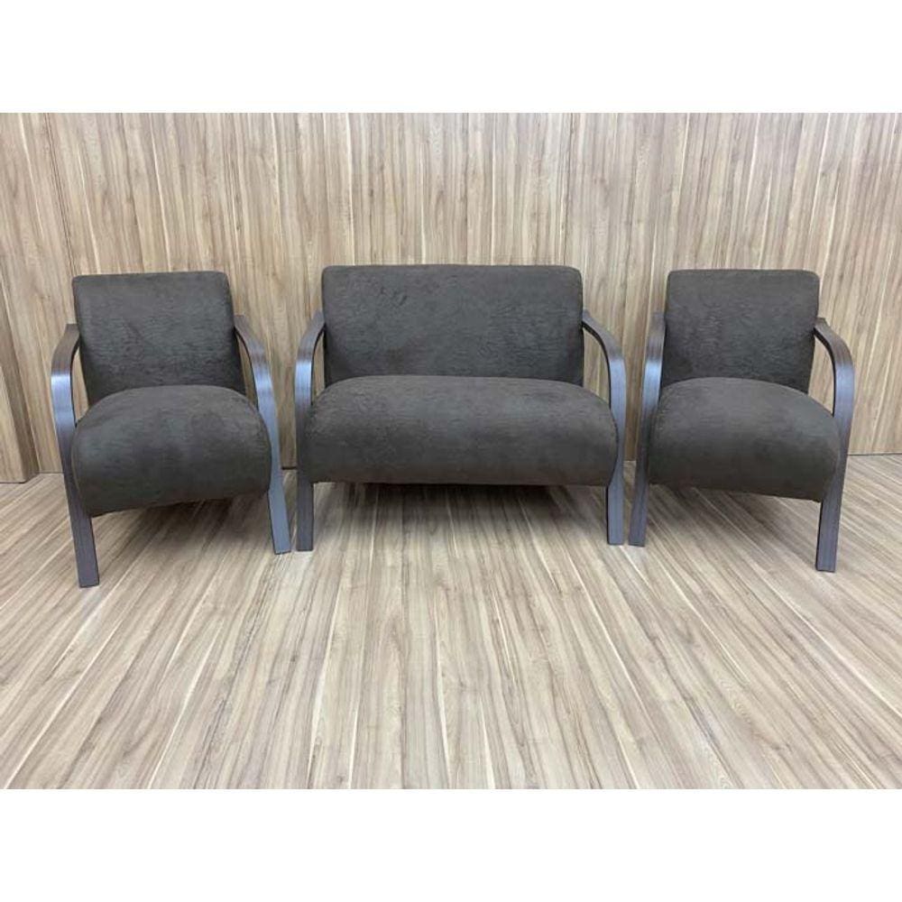 Conjunto Poltronas Braço Madeira Marrom 603 México