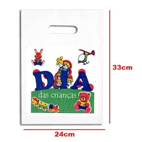 Kit 1000 Sacolinha Plástica c/ alça Dia das Crianças 33x24cm