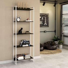 estante studio carvalho dark e branca 60x187 cm