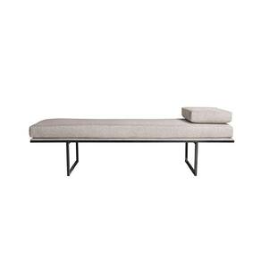 banco 2 lugares galli linho bege e preto 160 cm