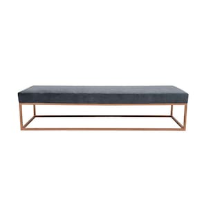 banco 3 lugares giulia veludo cinza e dourado 180 cm