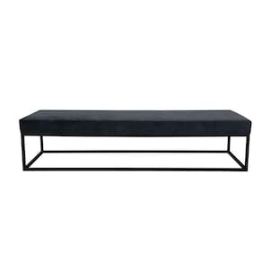 banco 2 lugares giulia veludo cinza e preto 160 cm