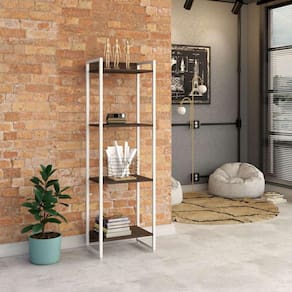 estante studio nogal e branca 45x146 cm
