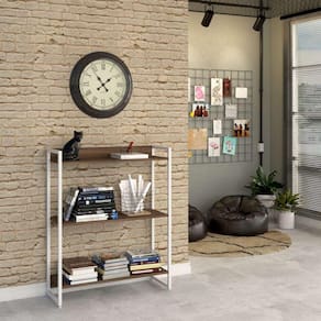 estante studio nogal e branca 80x104 cm