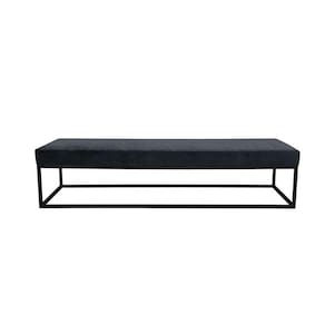 banco 3 lugares giulia veludo cinza e preto 180 cm