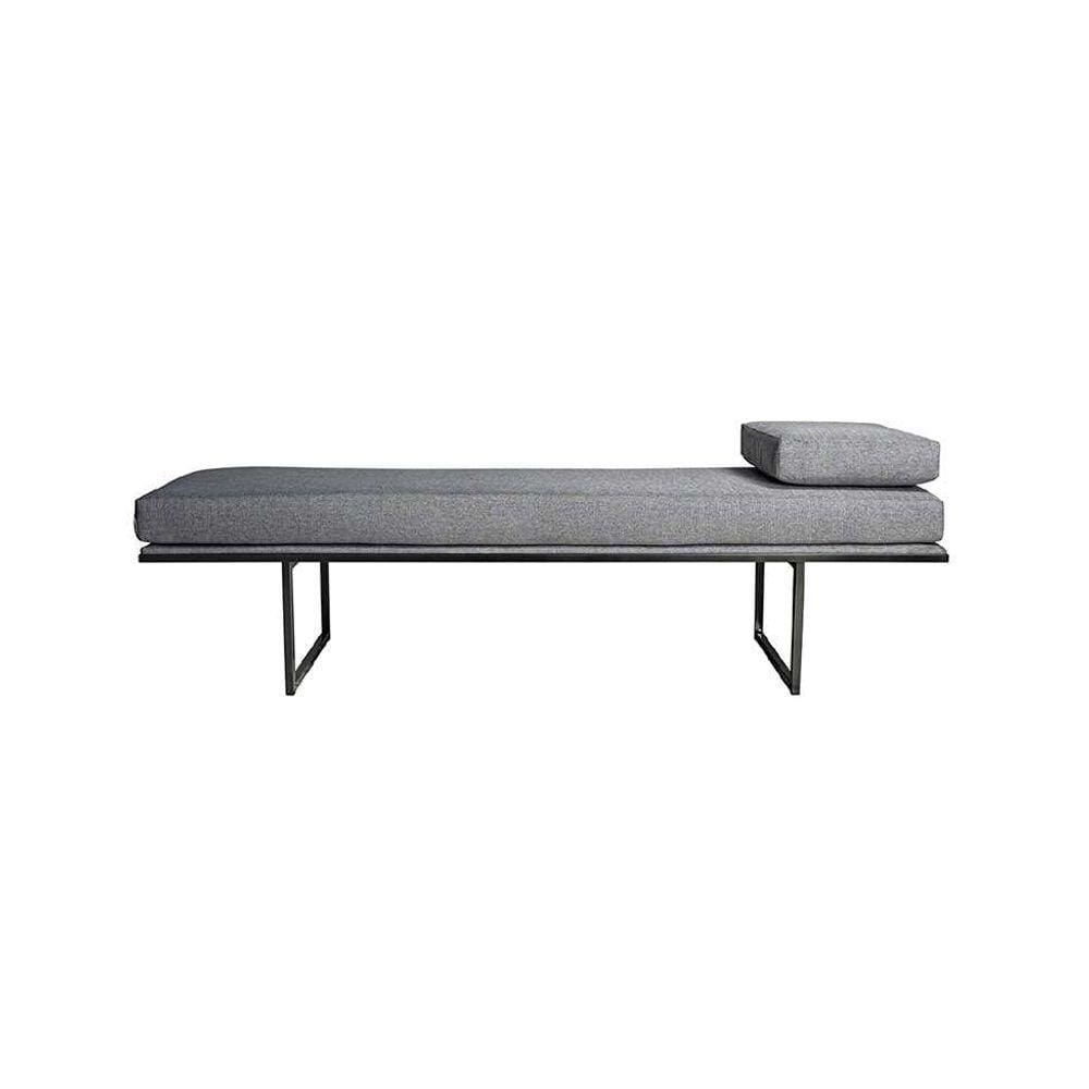 banco 2 lugares galli linho cinza e preto 160 cm