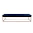 banco 3 lugares giulia veludo azul e dourado 180 cm - Azul Petróleo