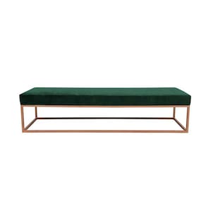 banco 3 lugares giulia veludo verde e dourado 180 cm