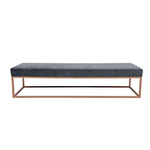 banco 2 lugares giulia veludo cinza e dourado 100 cm