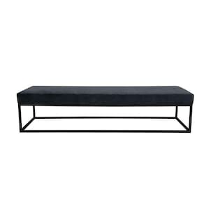 banco 2 lugares giulia veludo cinza e preto 140 cm