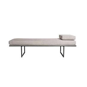 banco 3 lugares galli linho bege e preto 180 cm