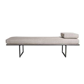 banco 2 lugares galli linho bege e preto 140 cm