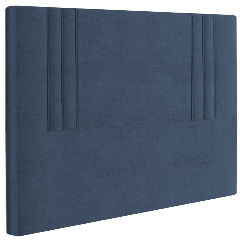 Cabeceira Casal 138 cm London Veludo Azul Soon