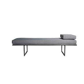 banco 3 lugares galli linho cinza e preto 180 cm