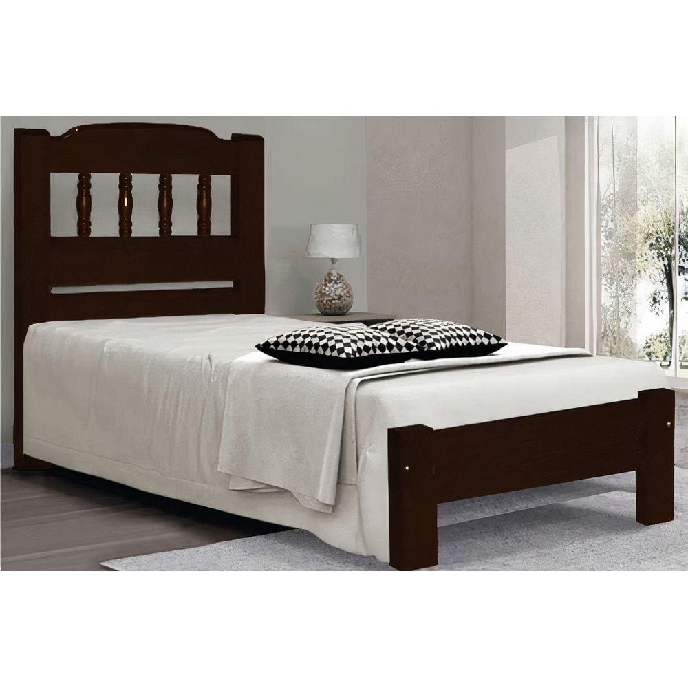 Cama Solteirão (Solteiro Extra) Roma de Madeira Maciça Angelim Pedra/Tauari