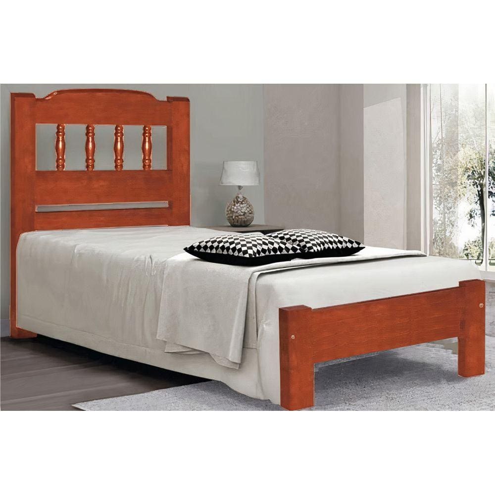 Cama Solteirão (Solteiro Extra) Roma de Madeira Maciça Angelim Pedra/Tauari