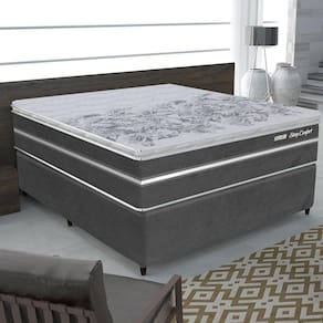 Conjunto Box Sleep Comfort 158 Queen Size Zurich/cinza Bvolt